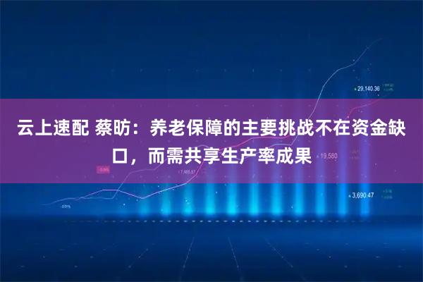 云上速配 蔡昉：养老保障的主要挑战不在资金缺口，而需共享生产率成果