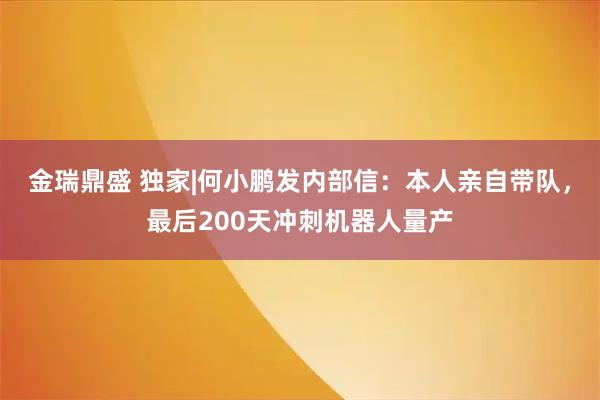 金瑞鼎盛 独家|何小鹏发内部信：本人亲自带队，最后200天冲刺机器人量产